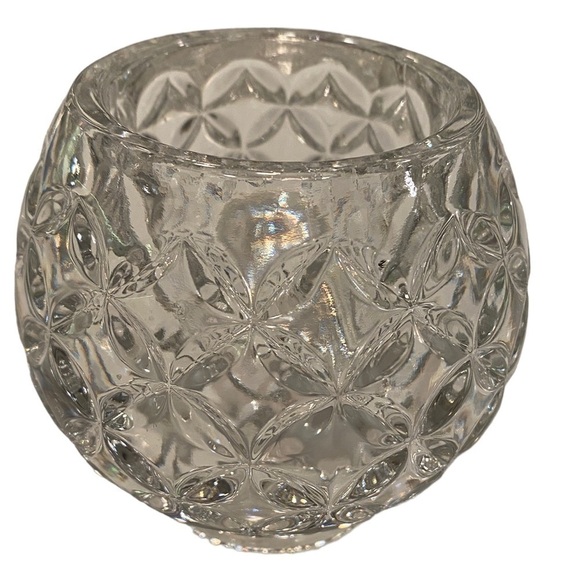 Vintage Clear Glass Reversible Large Fairy Lamp Diamond Cut Design Candle Holder - Picture 3 of 8